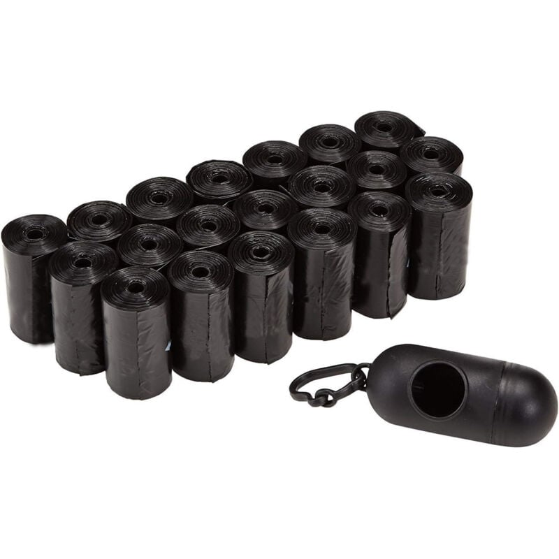 foto del prodotto sacchetti per escrementi di cane lablanc con dispenser e clip per guinzaglio, senza profumo, 300 pezzi, confezione da 20 pezzi da 15