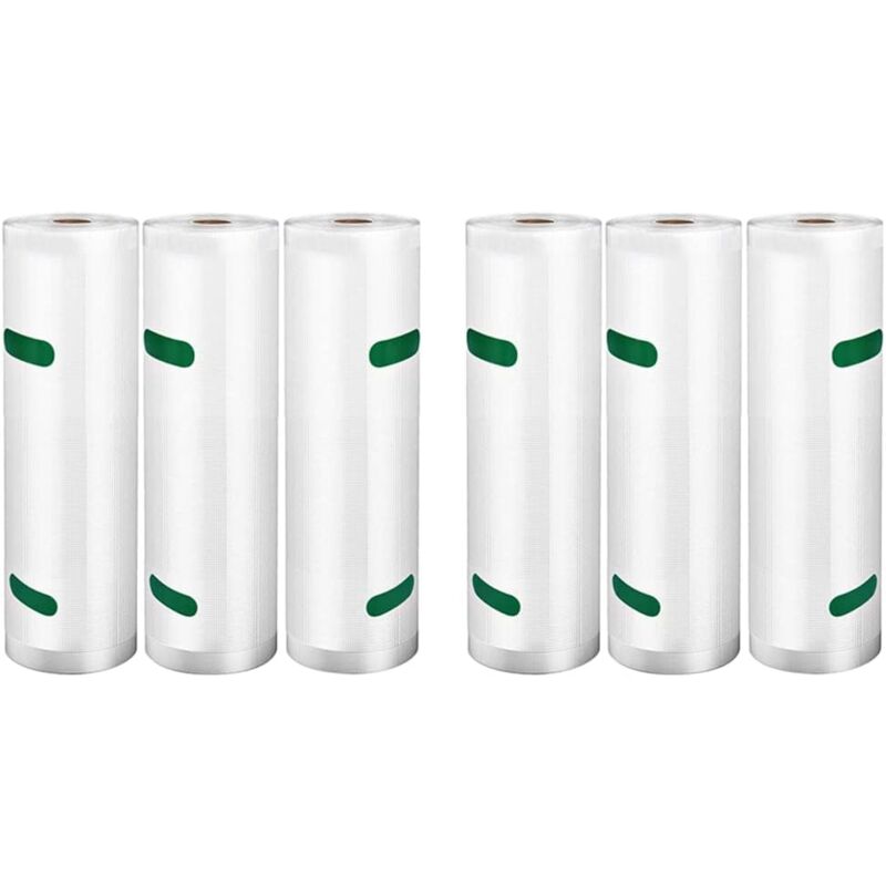 foto del prodotto sacchetti per macchina sigillatrice per alimenti, 6 rotoli, sacchetti riutilizzabili per congelatore, bpa e lfgb, compatibili con qualsiasi macchina
