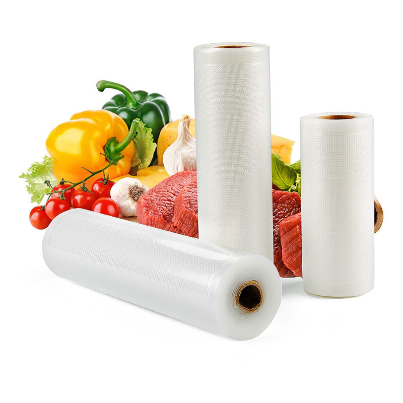 foto del prodotto sacchetti per sottovuoto per alimenti rotolo per sottovuoto senza bpa per macchina sottovuoto, 4 rotoli di pellicola per sottovuoto per alimenti,