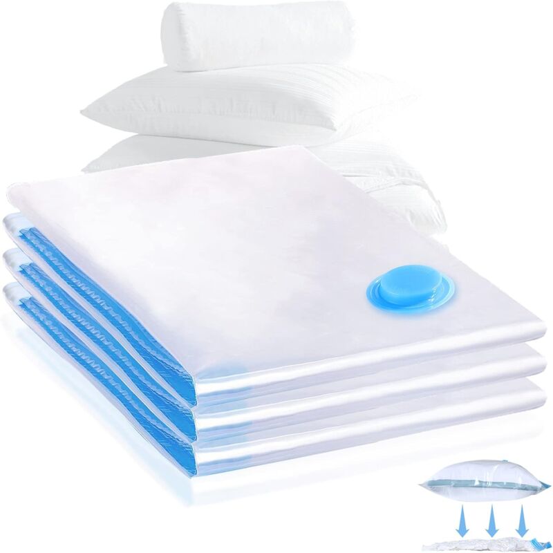 foto del prodotto sacchetti sottovuoto, confezione da 3 60 x 80 cm , riutilizzabili, per riporre vestiti, biancheria da letto, asciugamani, piumoni. sollbry