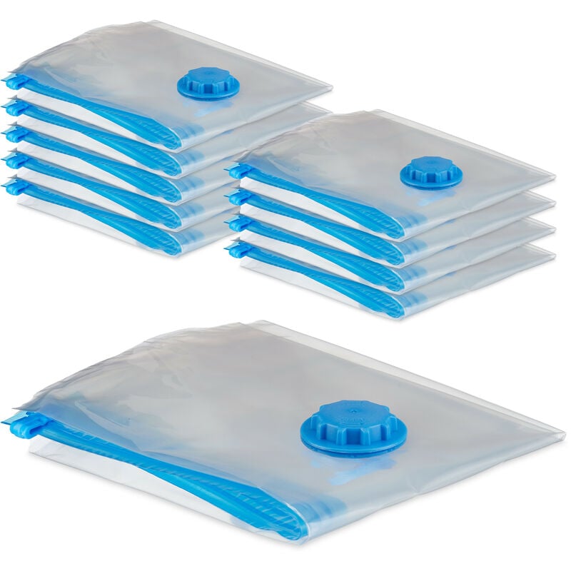 foto del prodotto sacchetti sottovuoto per vestiti, set da 10, sacchi sotto vuoto per valigia misura l, vacuum bags, trasparente relaxdays