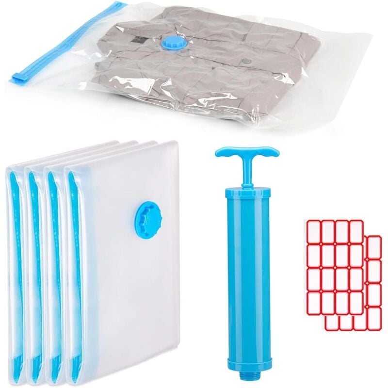 foto del prodotto sacchetti sottovuoto, sacchetti a compressione riutilizzabili 40 60 cm, sacchetti da viaggio sottovuoto, sacchetti sottovuoto per vestiti, pompa per