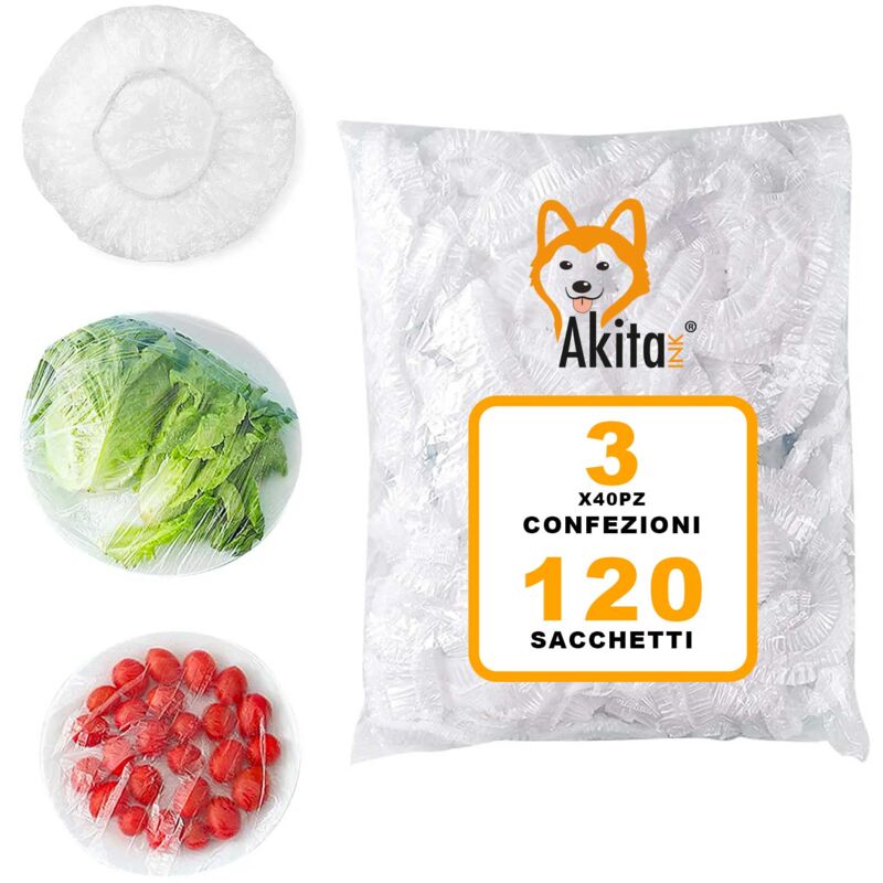 foto del prodotto sacchetti trasparenti per alimenti con elastico 120 pz akitaink