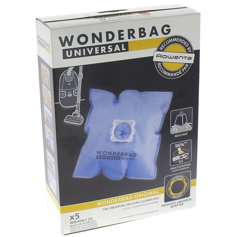 foto del prodotto sacchetti wonderbag per 5 wb406120 per aspirapolvere rowenta