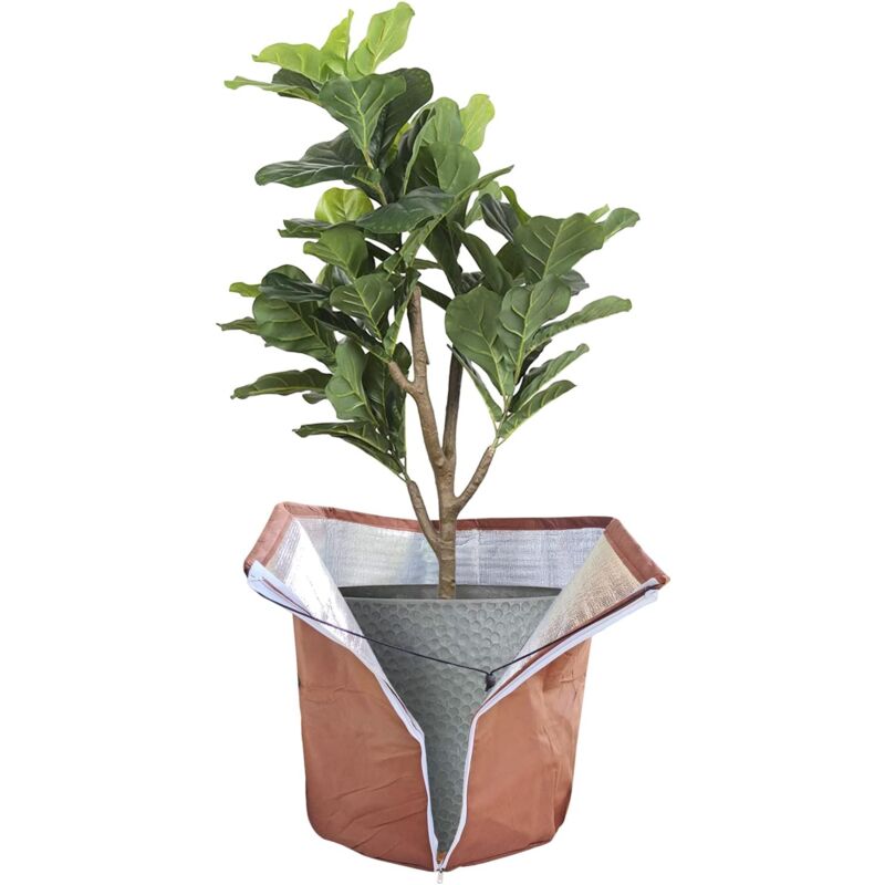foto del prodotto sacchetto antigelo per piante in vaso 45 x 50 cm, protezione invernale per piante in vaso, con cerniera e coulisse, facile da installare, trattiene