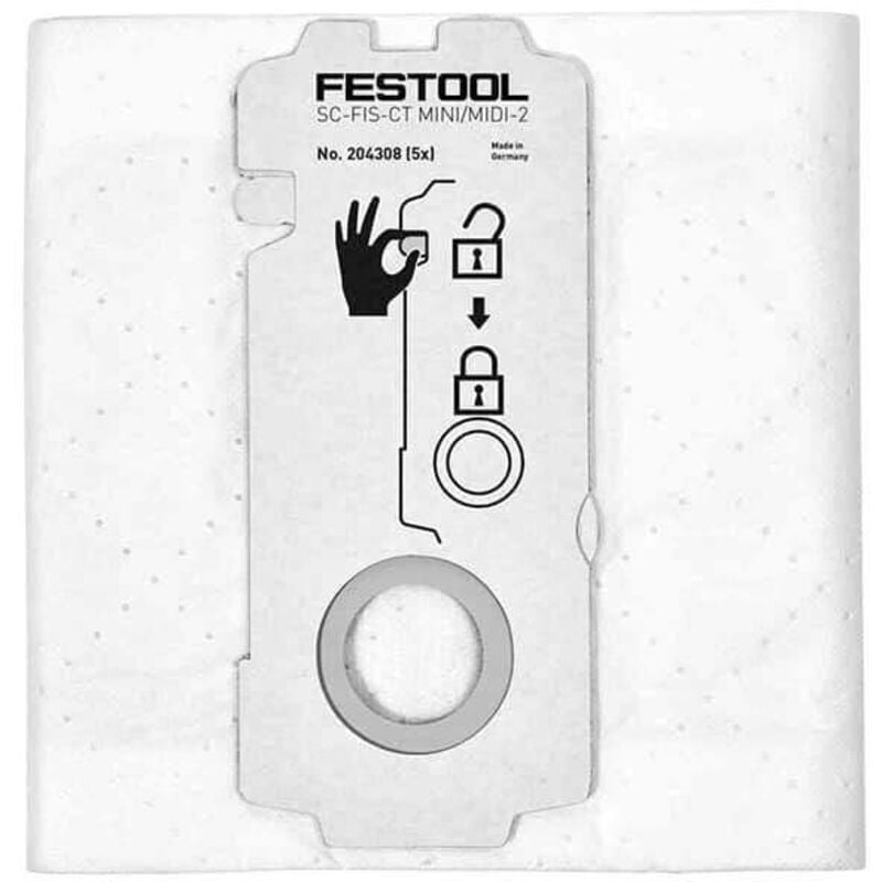 foto del prodotto sacchetto filtro selfclean sc fis ct mini midi 2 5 festool 5 pezzi 204308
