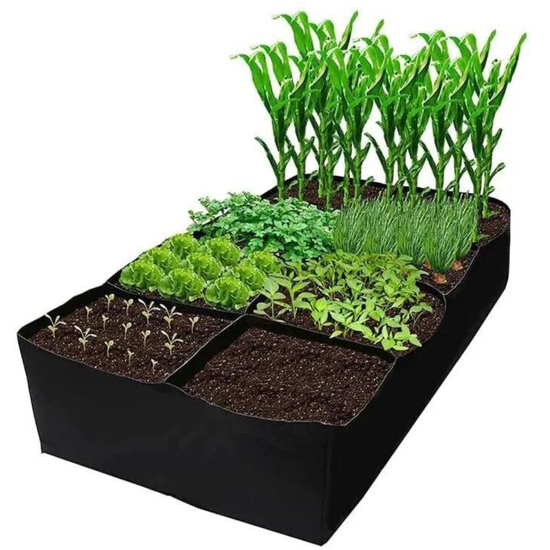 foto del prodotto sacchi per la coltivazione di ortaggi, sacchi per la coltivazione in tessuto non tessuto, sacchi rettangolari con 8 griglie divise, sacchi per la