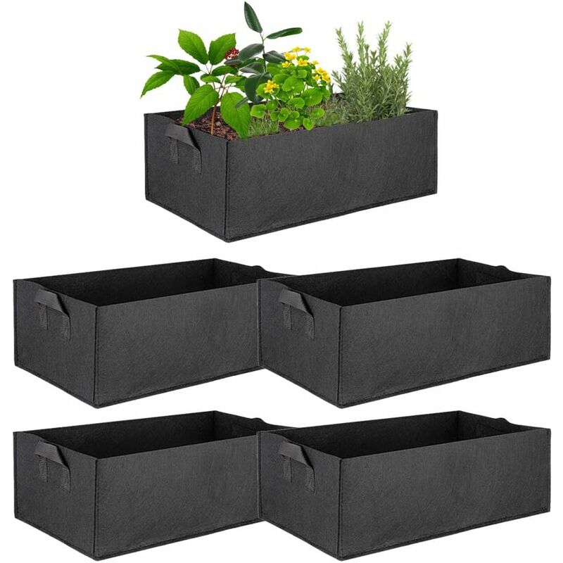 foto del prodotto sacchi per piante 5 pezzi sacchi da coltivazione da giardino per interni ed esterni fioriera in tessuto traspirante per fiori verdure pomodori patate