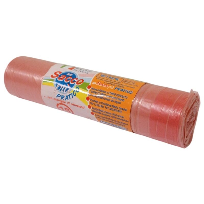 foto del prodotto sacchi rifiuti 40l 55x65cm 15pz rosa maniglie