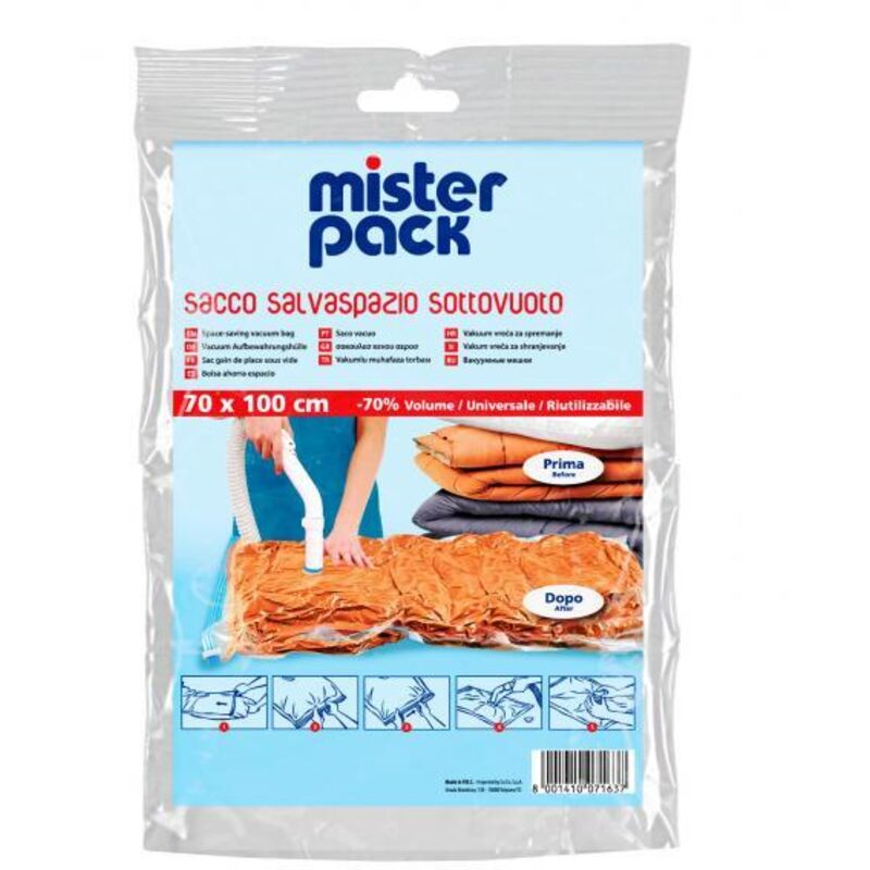 foto del prodotto sacchi salvaspazio per sottovuoto mister pack riutilizzabile 70 volume 53557v 70x100 cm 53556 