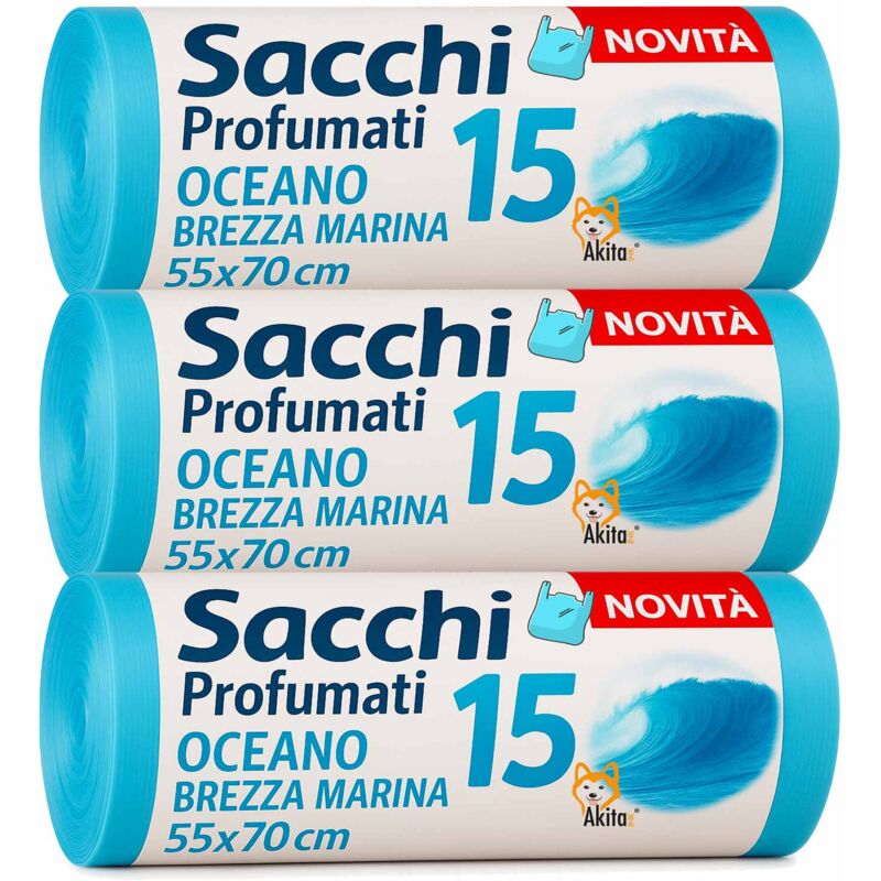 foto del prodotto sacchi spazzatura manici profumati brezza marina 45 pz 55x70cm