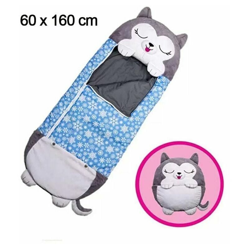 foto del prodotto sacco a pelo e cuscino 2 in 1 cute happy nappers per bambini 160 x 60 cm piumone adatto a tutte le stagioni