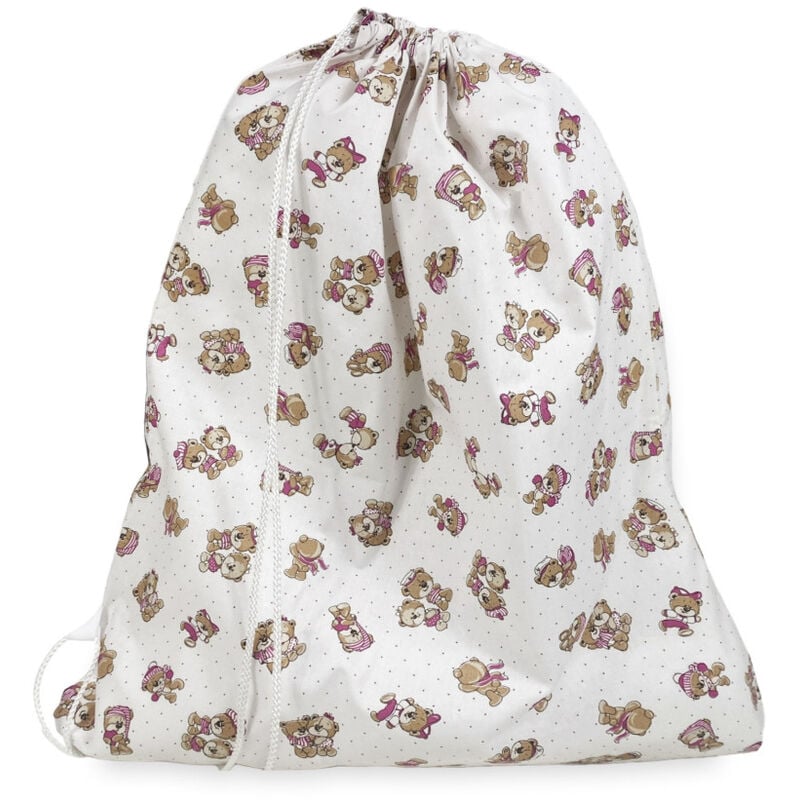 foto del prodotto sacco asilo pierino misura grande maxi cm. 45x60 disegno sweet bear rosa