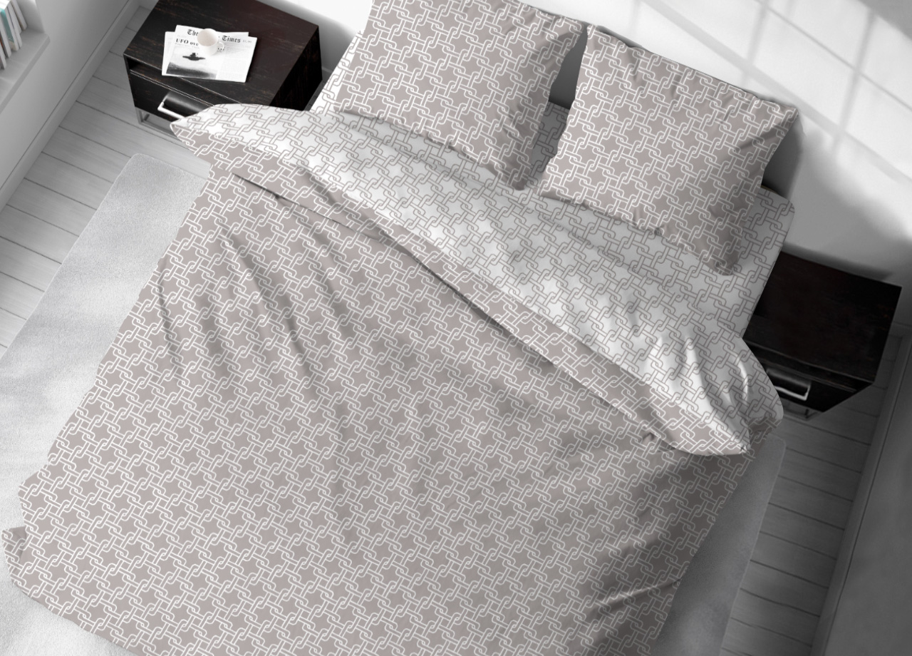 foto del prodotto sacco copripiumino in 100 cotone made italy disegno catena singolo beige
