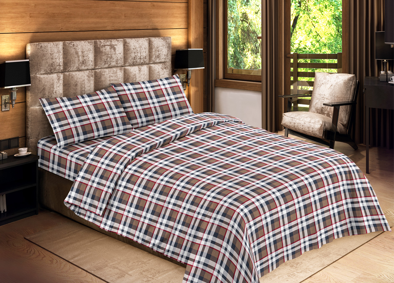 foto del prodotto sacco copripiumino piumone letto 100 cotone disegno scozia rp made italy piazza e mezza scozia