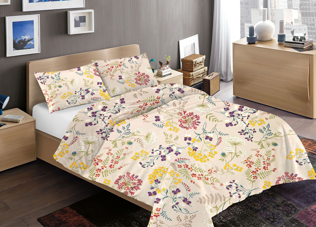 foto del prodotto sacco copripiumino piumone letto in 100 cotone disegno fiori flower garden mod rp made italy piazza e mezza fiori