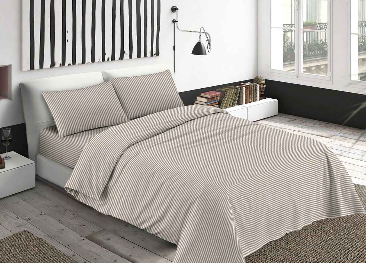 foto del prodotto sacco copripiumino piumone letto in 100 cotone made italy vari disegni rp 1 piazza bastoncino beige