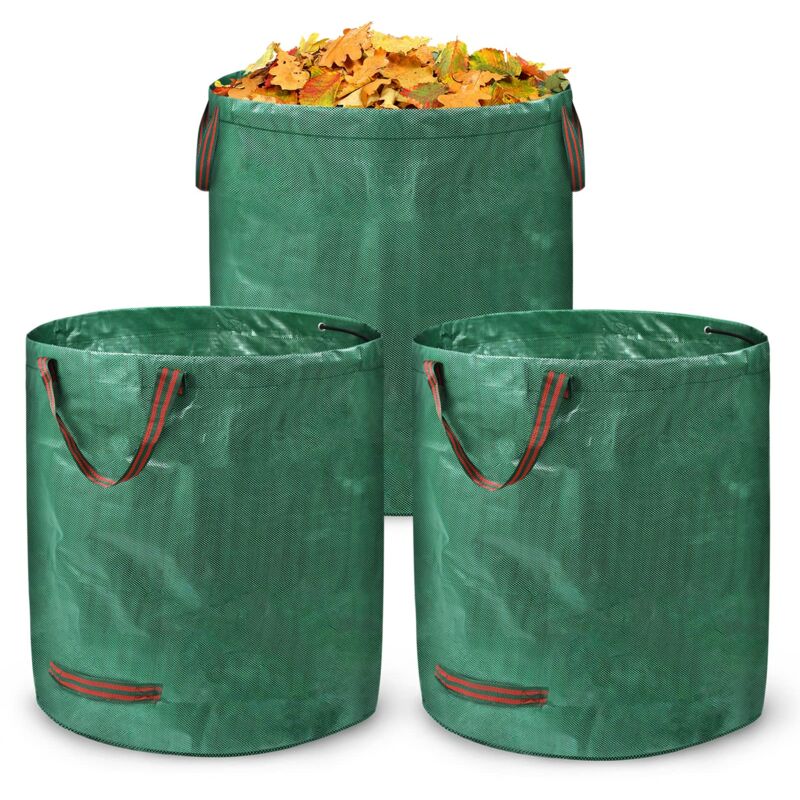 foto del prodotto sacco da giardino 3x 272l stabile pp 150g m con manici riutilizzabile antistrappo confezione da 3 naizy