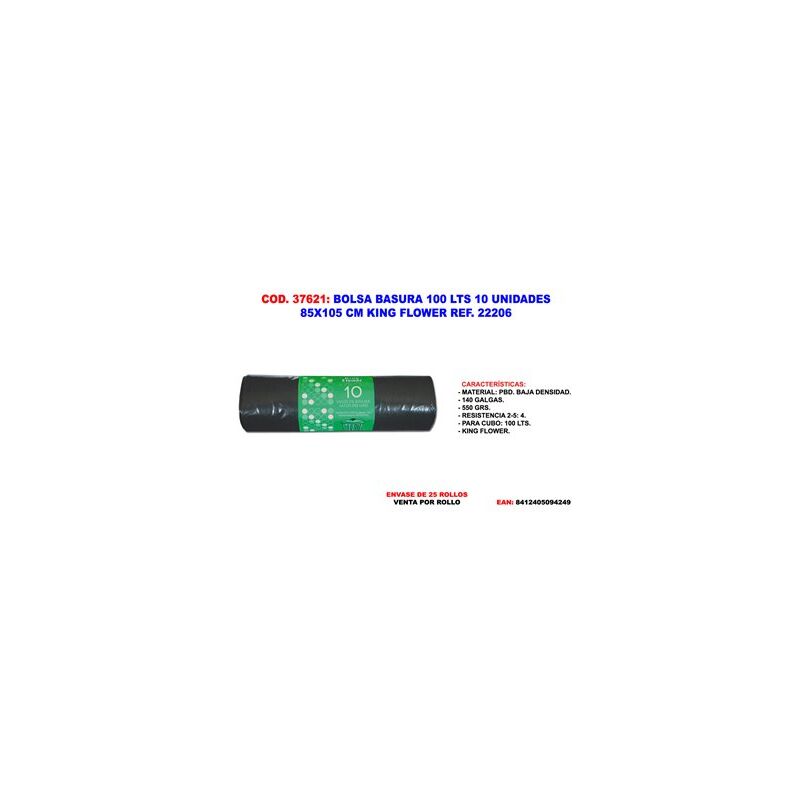 foto del prodotto sacco della spazzatura 100 l 10 unit 85 x 105 cm king flower rif. 22206