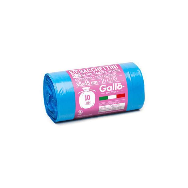 foto del prodotto sacco immondizia legacci azzurro 35x 45 g 5 pz 30 gallo