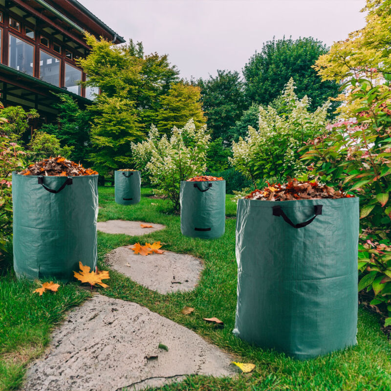 foto del prodotto sacco per rifiuti da giardino con manici sacco per foglie pop up pieghevole sacco per prato 272 l max 50kg, pellicola in tessuto, dxh 67 x 76 cm, set