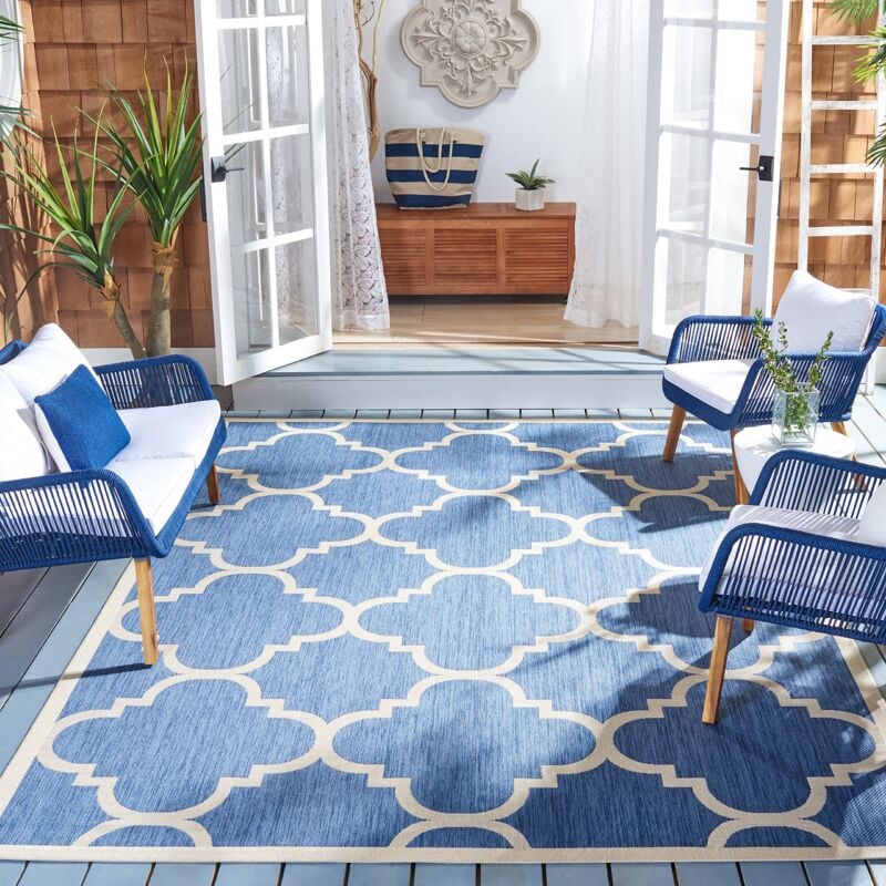 foto del prodotto safavieh tappeto geometrico soggiorno, sala da pranzo, camera da letto lavabile in lavatrice e antiscivolo courtyard collection, a pelo