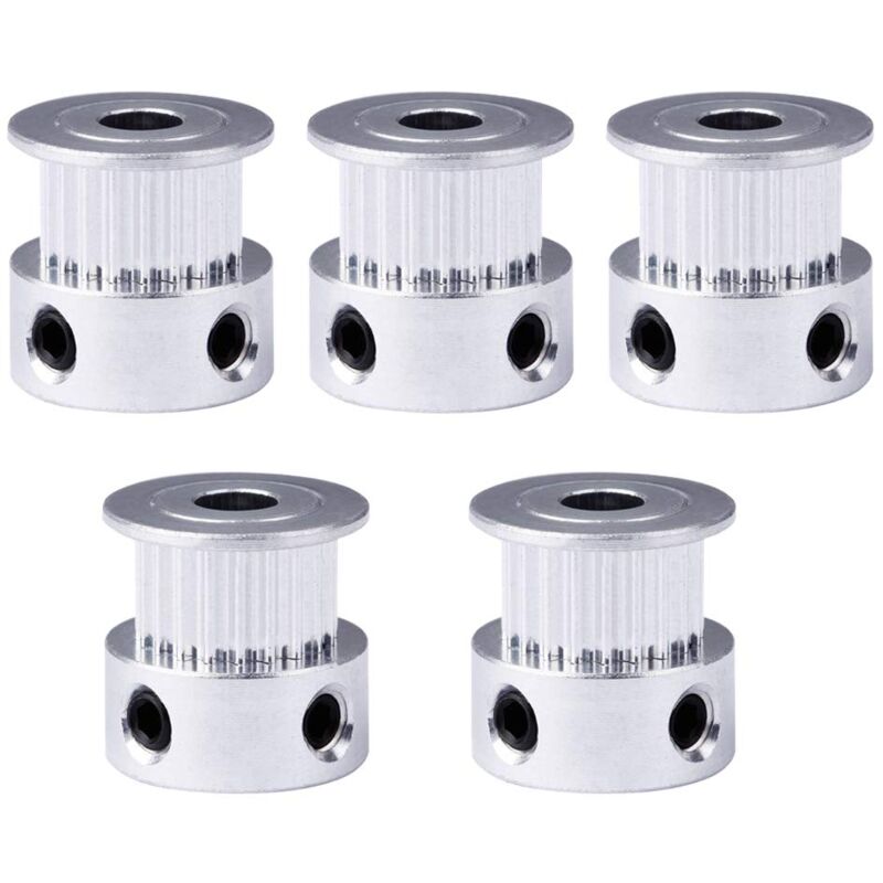 foto del prodotto saipor 5 dischi dentati gt2 a 20 denti, foro 5 mm, in alluminio gt2, puleggia per stampante 3d reprap 6 mm larghezza cinghia dentata
