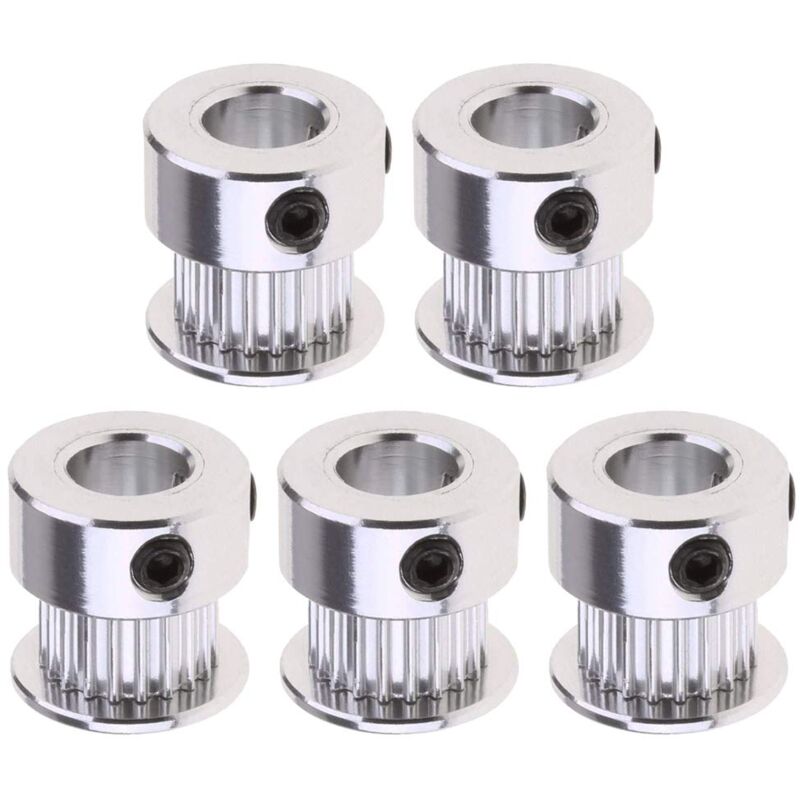 foto del prodotto saipor 5 dischi dentati gt2 a 20 denti, foro 8 mm, in alluminio gt2, puleggia per stampante 3d reprap 6 mm larghezza cinghia dentata