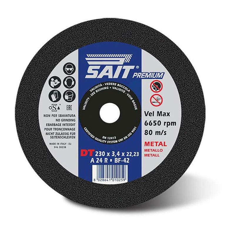 foto del prodotto sait 01109 premium dt a 24 r disco da taglio con parte centrale a gomito, 115 mm x 2.5 mm, foro centrale 22.23, 10 pezzi