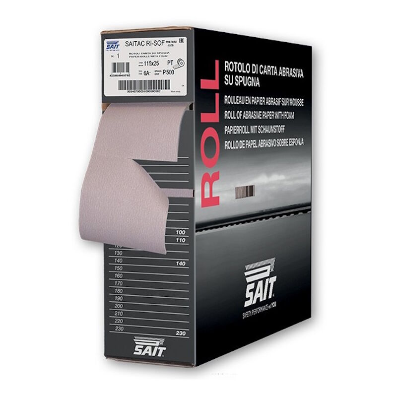 foto del prodotto sait ac ri sof 6a rotolo industriale di carta abrasiva su spugna 115 x 25 m