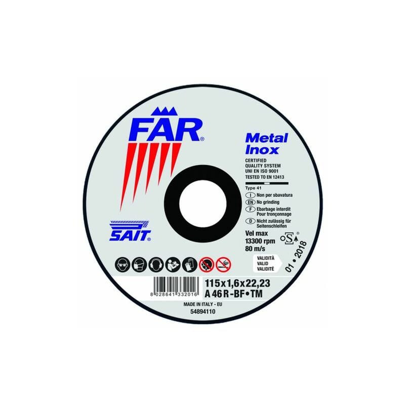 foto del prodotto sait disco abrasivo far tm a 46 r mm. 230x2,0x22,23 10 pz