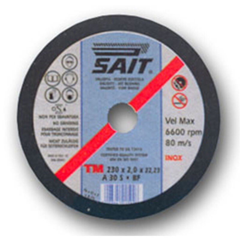 foto del prodotto sait disco inox per taglio metallo ferro flex smerigliatrice sait 115x1,6x22 