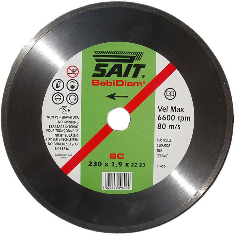 foto del prodotto sait mola disco diamantato per ceramica piastrelle 230x1,9x22,23 230 mm