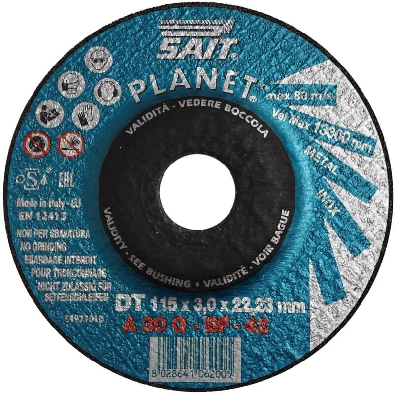 foto del prodotto sait planet dt a30q mola centro depresso acciaio ghisa 115x3,0x22,23