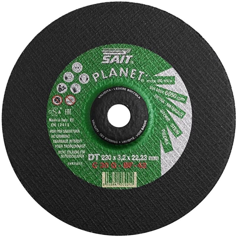 foto del prodotto sait planet dt c30q mola centro depresso taglio pietra ghisa 230x3,2x22,23