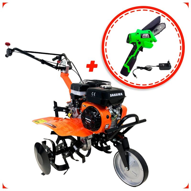 foto del prodotto sakawa motozappa 1g72 avviamento manuale 7.5 cv 3 velocit mini motosega a batteria in regalo
