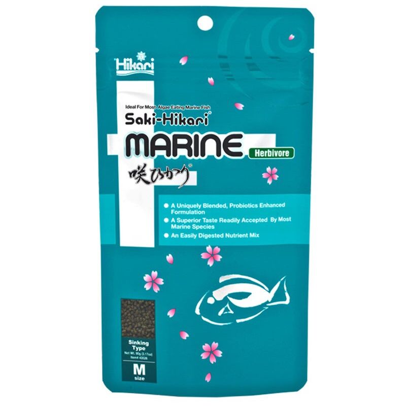 foto del prodotto saki hikari marine herbivore sinking type m 90gr mangime affondante per pesci marini
