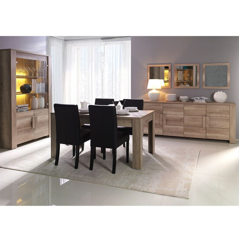 foto del prodotto sala da pranzo farra credenza, vetrina, 3 specchi e tavolo con led