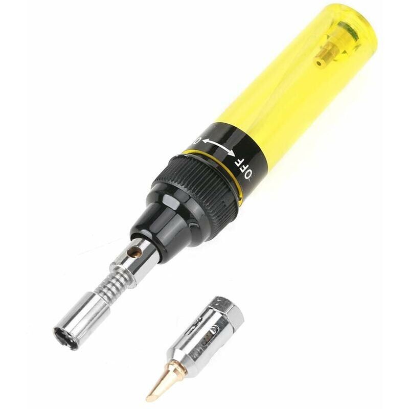 foto del prodotto saldatore a batteria, saldatore a gas, saldatore a penna portatile a gas butano, 1300 giallo 