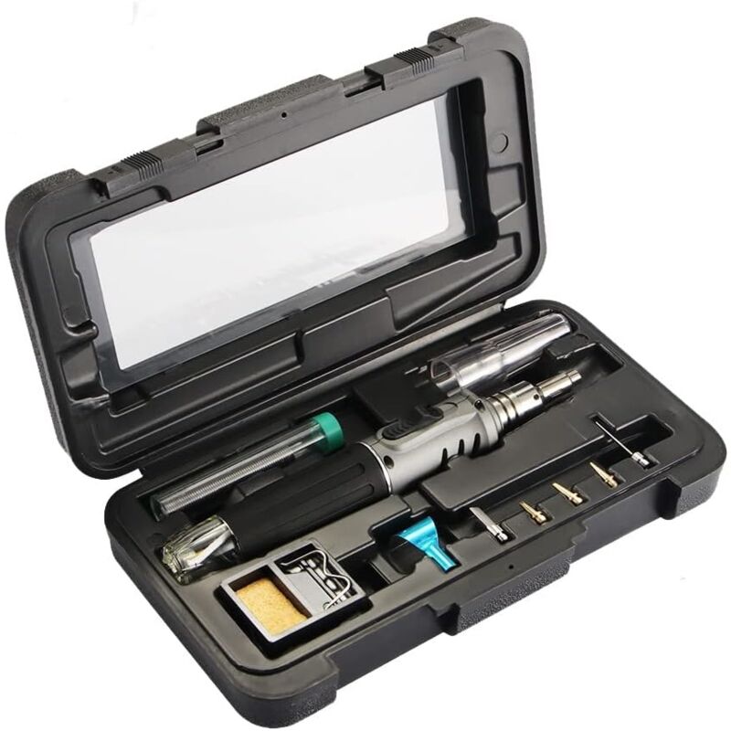foto del prodotto saldatore a butano kit saldatore a gas 10 in 1 autoaccensione professionale multiuso per riparazione creazione di gioielli saldatura modello pcb
