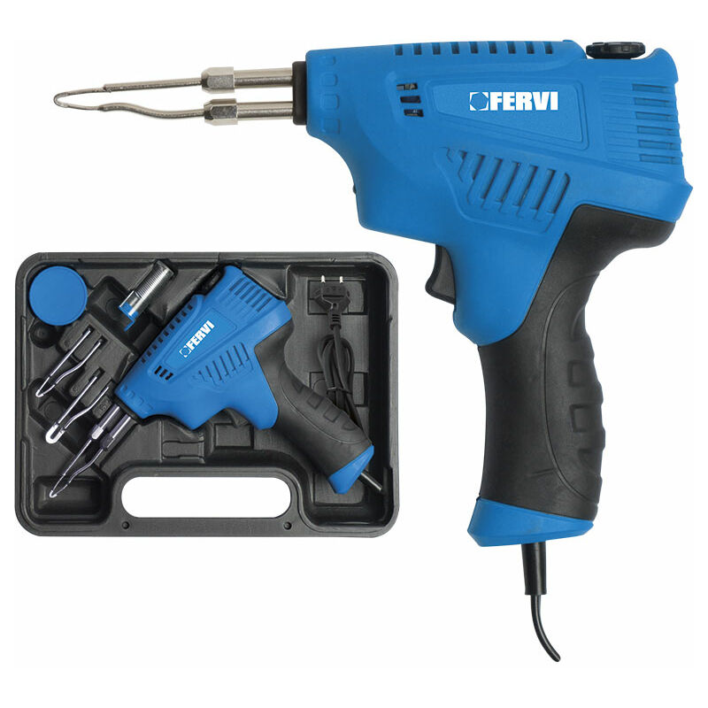 foto del prodotto saldatore a pistola a stagno multifunzione pirografo accessori 200w fervi 0443