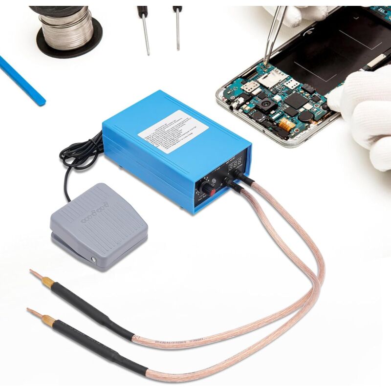 foto del prodotto saldatore a punti batteria macchina di saldatura a punto gioielli saldatore laser strumento riparazione gioielli saldatore punti regolabile pedale