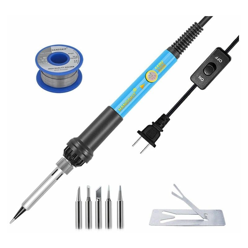foto del prodotto saldatore da 65 w, 5 punte per saldatura, piccolo saldatore di precisione professionale standard europeo da 220 v, temperatura regolabile,