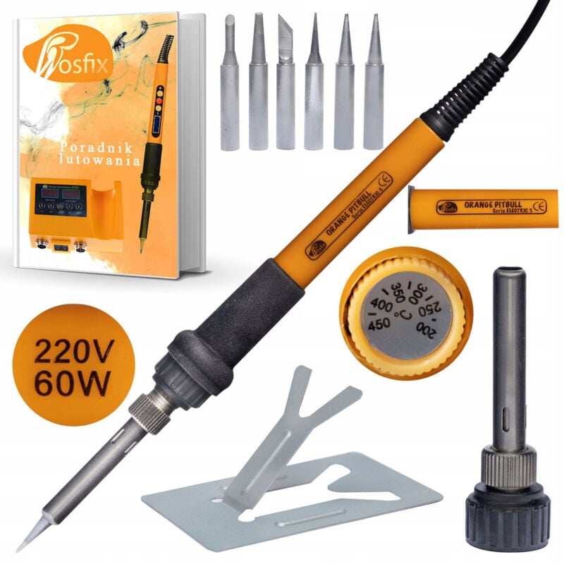foto del prodotto saldatore di precisione 8 in 1 con potenziometro rosfix orange pitbull op60w electric s series (saldatore, 6 punte e supporto)