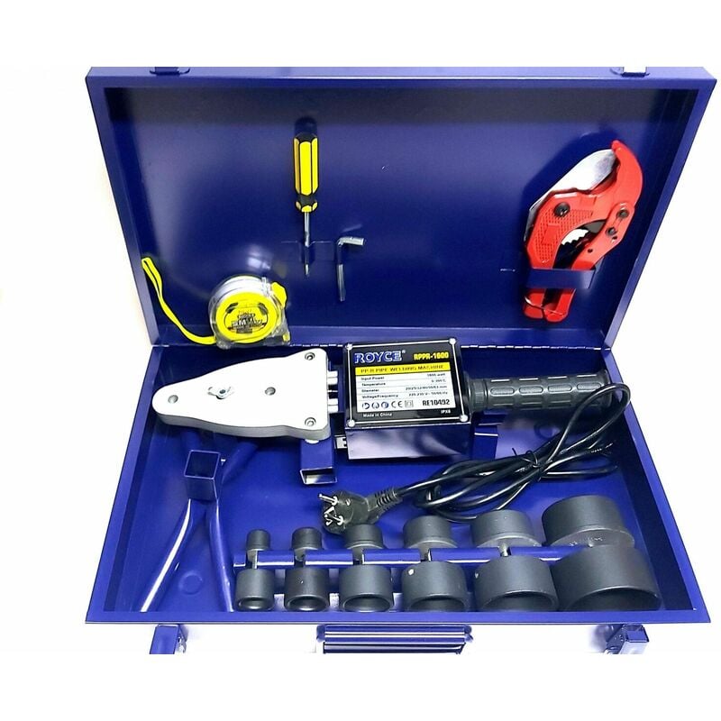 foto del prodotto saldatore polifusore 1600w per saldatura tubi plastica pvc pvdf 6 matrici