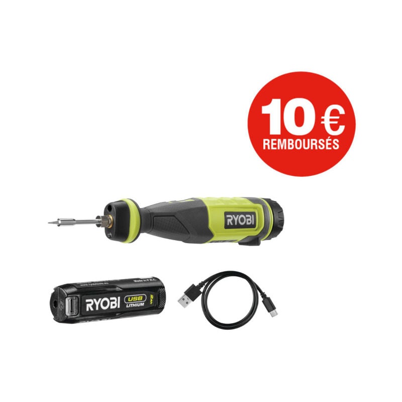 foto del prodotto saldatore ryobi 4v usb litio 1 batteria 2,0ah rsi4 120g
