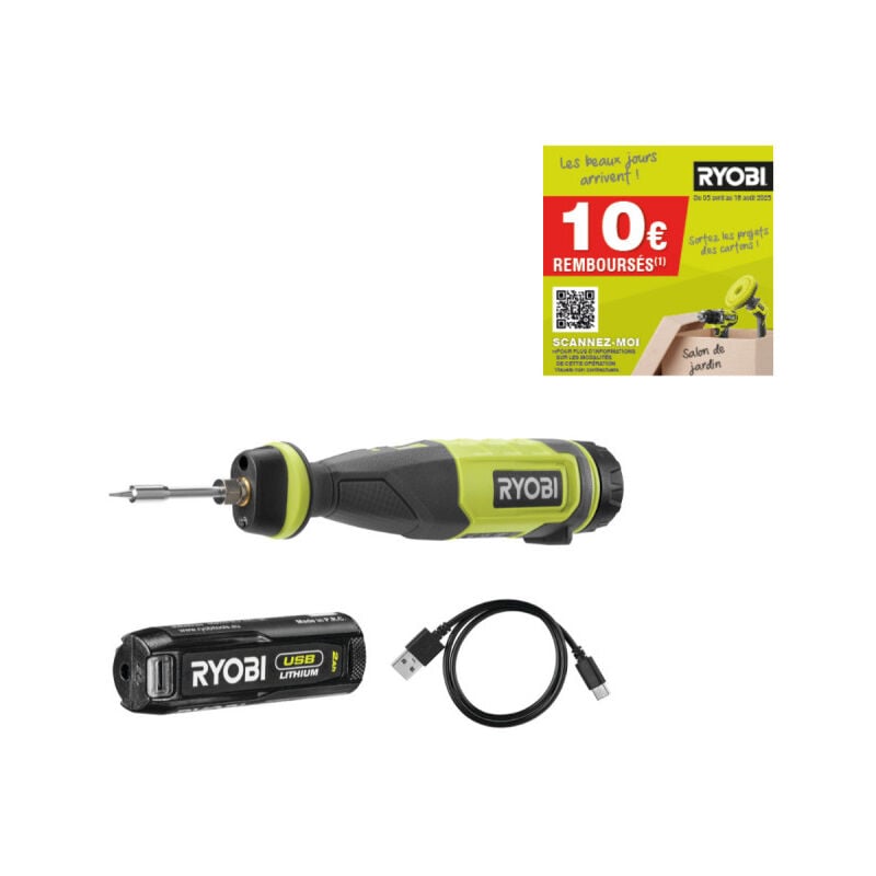 foto del prodotto saldatore ryobi 4v usb litio 1 batteria 2,0ah rsi4 120g