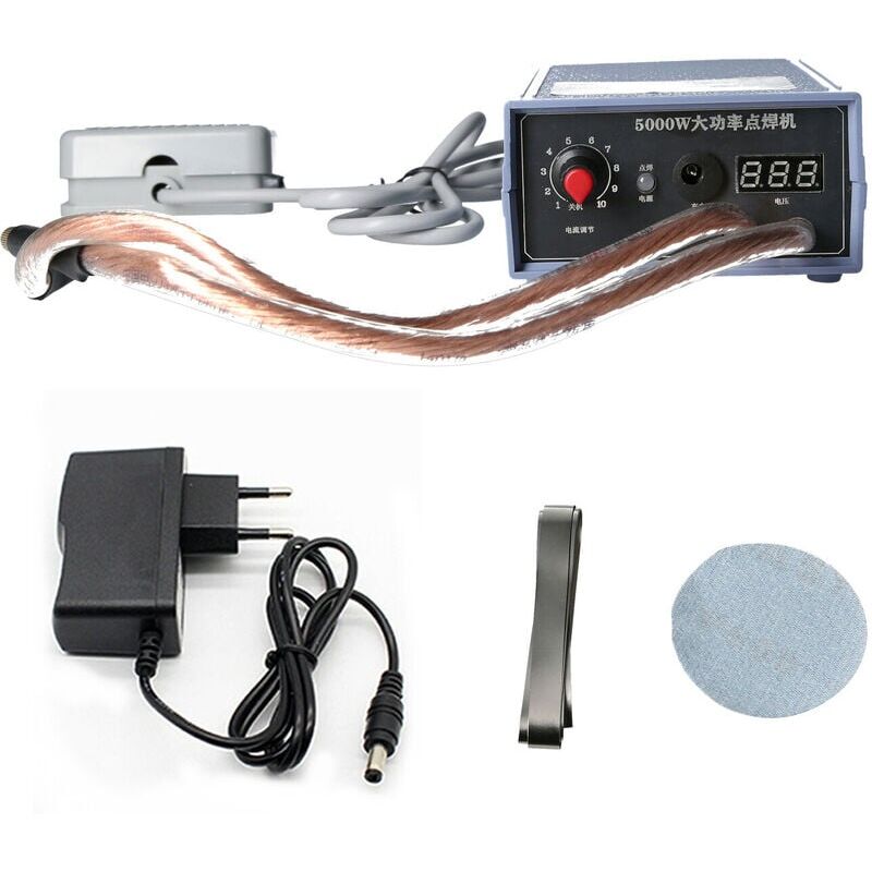 foto del prodotto saldatrice a punti da 5000 w, saldatrice a punti portatile ad alta potenza, corrente regolabile da 0 a 800 a, per batteria 18650, spina ue spina ue 
