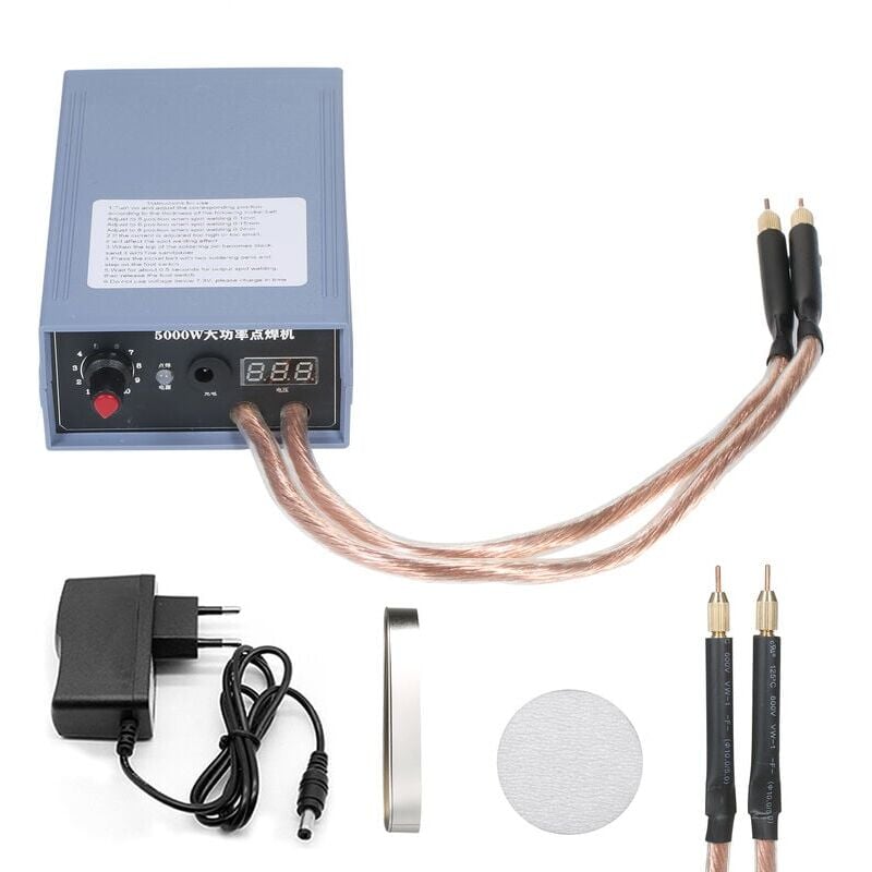 foto del prodotto saldatrice a punti portatile da 5000 w, ad alta potenza, corrente regolabile da 0 a 800 a, per batteria 18650, spina ue