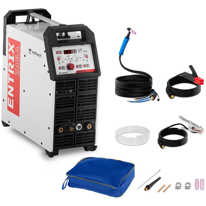 foto del prodotto saldatrice alu alu tig mma e hand entrix 315a 400 v, 315 a, fm 60 , hf start, max. profondit 10 mm, hot start, arc force, anti stick, torcia